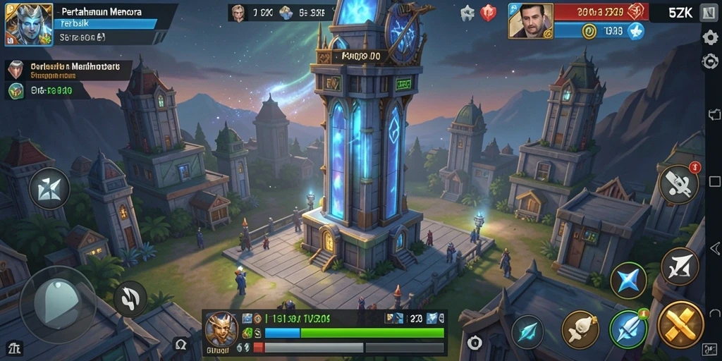 Screenshot 5ZK menunjukkan aksi tower defense yang intens dan menegangkan.