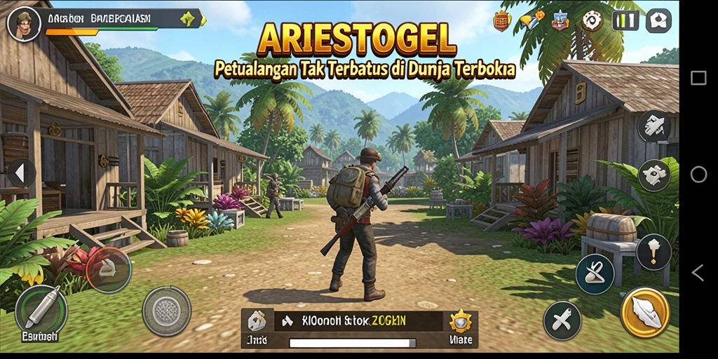 Screenshot menampilkan aksi seru di dunia ARIESTOGEL.