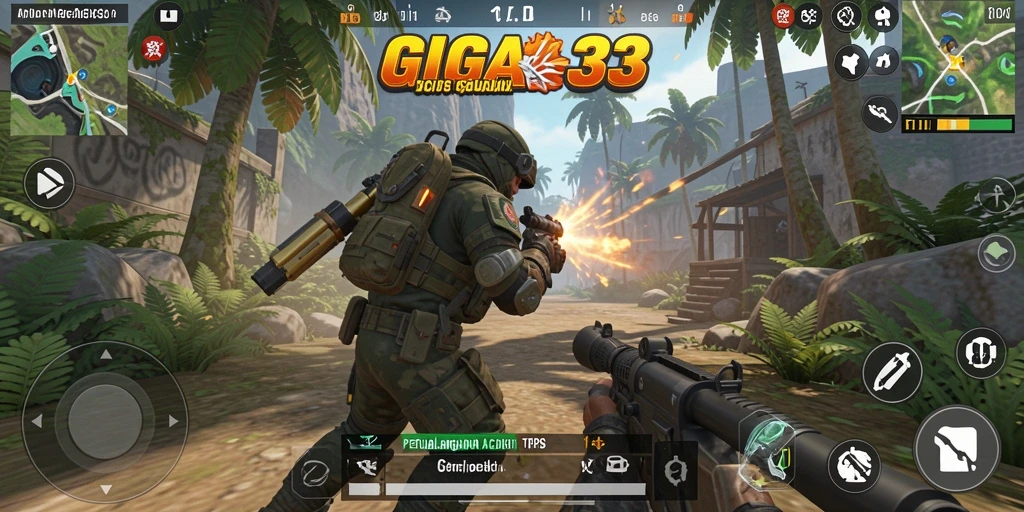 Menampilkan aksi seru dalam gameplay GIGA33 di TPS.