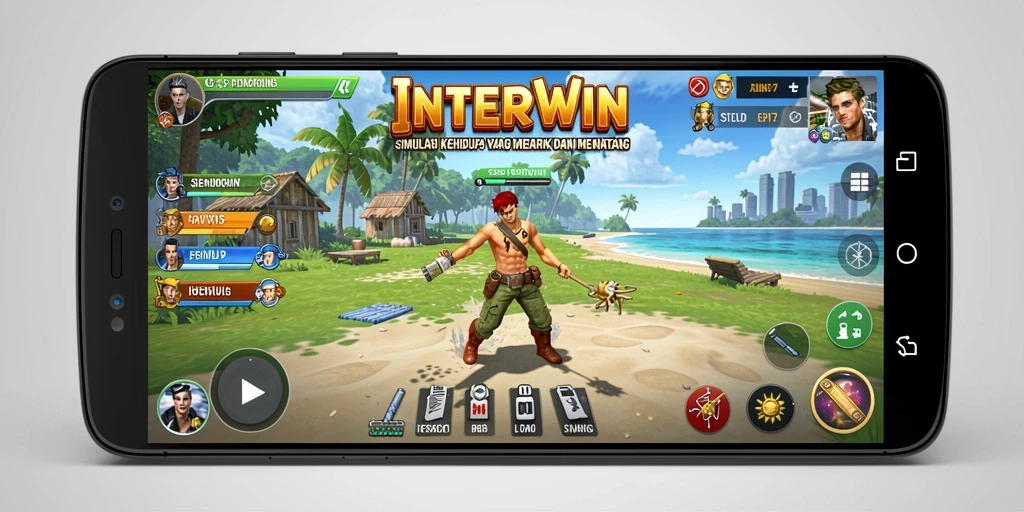 Tampilan gameplay menarik dari INTERWIN yang menunjukkan banyak aktivitas simulasi.