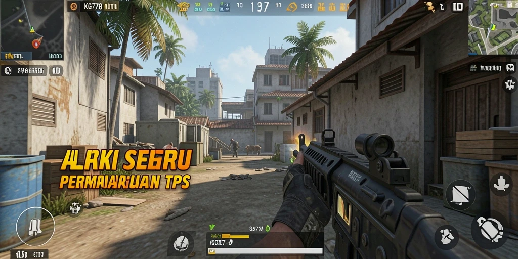 Tampilan gameplay mendebarkan dalam KG778 dengan aksi tembak-menembak intens.