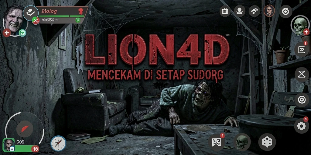 Tampilan LION4D menampilkan gameplay horror yang mencekam dan penuh ketegangan.